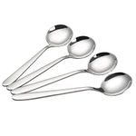 Yarebest Stainless Steel Round Spoon, Table Spoon Set, 6 Piece Round Soup Spoons