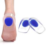 Heel Gel Cups,Shoe Inserts for Plantar Fasciitis,Heel Spur & Achilles Pain Relief,Soft Gel Insoles,Heel Lift Pads for Men & Women (Blue,1 Pair)