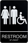 DRILBUR SIGNS Washroom Sign, Bathroom Signs For Business - Unisex Restroom Sign For Men and Women - 9" by 6" - ADA Compliant with Braille and Handicap Symbol - Strong Double-Sided Adhesives - Apply to Door or Wall