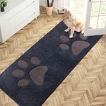 PURRUGS Dirt Trapper Door Mat 32" x 70", Non-Skid/Slip Machine Washable Microfiber Entryway Rug, Dog Door Mat, Super Absorbent Welcome Mat for Muddy Wet Shoes and Paws, Navy Blue