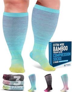 Doctor's Select 3 Pairs Plus Size Compression Socks Wide Calf | Bamboo Viscose Knee High Socks for Circulation Support | Wide Compression Socks Pat/XXL
