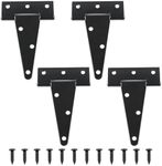 TamBee T-Strap Shed Hinge Gate Strap Heavy Duty Hinge Door Barn Gates Hinges Black Wrought Hardware Iron Rustproof (4, 4inch)