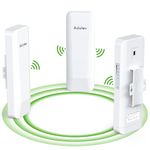 3PCS Gigabit Wireless Bridge Kit, Point to 2 Point Outdoor WiFi Bridges for Long Range Wireless Network/Starlink Internet Extend, 5.8G WiFi to Ethernet CPE with 1000Mbps LAN Port for Internet Sharing