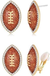 Football Stud Earrings for Women and Rugby Clip on Earrings Sports Game Team Fans Earrings Jewelry Gifts