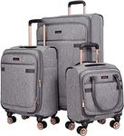 kensie Hudson Softside 3-Piece Spinner Luggage Set, Heather Gray, 3-Piece Set (16/20/28), Hudson Softside 3-Piece Spinner Luggage Set