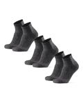 DANISH ENDURANCE 3-Pack Low-Cut Merino Wool Hiking Socks,Cushioned, Moisture-Wicking, for Men & Women, Grey, Medium