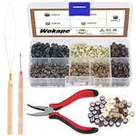 Wokape 753Pcs Hair Extension Tool Kit, 5 Colors Micro Silicone Rings Beads with Hair Extension Remove Pliers and Pulling Hook for Women Girls Hair Styling Accessories