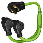 GearIT 4 Prong Dryer Y-Splitter 30 Amp NEMA 14-30P to (2) NEMA 14-30R Receptacle - STW 10AWG 4C Power Cord Adapter for Multiple Outlet Dryer Outlet and EV Charger - 2.2 Feet