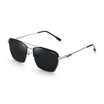 grey jack Retro Square Polarized Sunglasses Metal Frame Eyewear for Men Women Silver Black