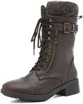 DREAM PAIRS Women's Winter Lace up Mid Calf Combat Riding Military Boots,Size 12,Brown,AMAZON