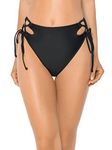 RELLECIGA Women's Black(Strappy Crossing) High Cut High Waisted Bikini Bottom Size Small