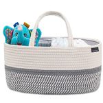 YeaYee Nappy Caddy,Baby Diaper Caddy Organiser, Portable Storage Basket with Changeable Compartments,100% Cotton Canvas, Newborn Gift (Small, 8gu-Gray)