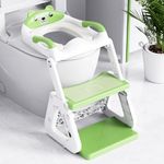 Orzbow 2-IN-1 Potty Training Seat with Step Stool, Height Adjustable Toilet Seat for Toddler, Potty Training with Splash Guard for Kids Boys Girls, Stability Ladder and Anti-Slip Pad, Green