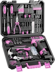 PULITUO Drill Set, 149-Piece Home Tool Set with 12V Pink Cordless Drill, ToolBox, Hand Tool Kits for Women Men, DIY Enthusiasts for Home Improvement.