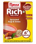 Manna Baby Cereal,Baby Food (6+Months) Sprouted Ragi with Dates Powder, Zero Added Sugar, No Artificial Colours, No Artificial Flavours, 200g