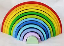 Paras | 12 PC Rainbow Stacker 12 Piece Wooden Stacking Toy Round Stacking Wooden Block Toy (Paras Original Colors)