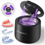 HYCHIKA Ultrasonic Retainer Cleaner Machine,45kHz Sonic Dental Cleaner with Digital Timer,4 Modes,200mL Dental Pod for Dentures,False Teeth,Aligners,Night Guards(Black)