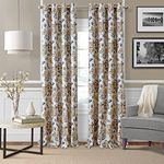Elrene Home Fashions Room Darkening Grommet Linen Single Panel Window Curtain Drape, 52"x 84", Gray/Gold