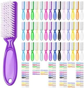 LECEHIVO 140 Pcs Handle Grip Nail Brush Bulk Hand Cleaning Brushes Pedicure Manicure Tools Soft Stiff Bristles for Cleaning Fingernails, Nail and Toe(Multicolor)