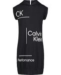 Calvin Klein Girls' Performance Sport Hoodie Sweatshirt Dress, Black Clinched Hem, 12-14