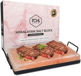 POHS Himalayan Pink Rock Salt Block For Grilling, Searing, Cooking, BBQ, Hot and Cold Serving | Himalayan Salt Slab with Premium Quality Metal Holder (M.S Holder 12 x 8 x 1.5 Inches)