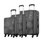 Safari Polypropylene Pentagon Hardside Small,Medium & Large Size Cabin & Check-in Luggage Set of 3 Speed_Wheel 8 Wheel Suitcase Trolley Bags for Travel Black Color 55Cm, 66Cm & 75Cm