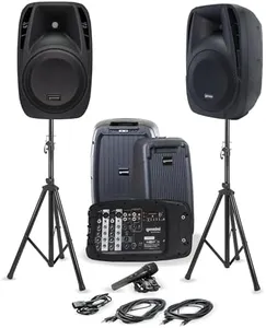 Professional PA System with 8-Channel Mixer - Gemini Sound Portable Dual 10" Speakers, 600W Amp, Bluetooth, USB/SD, Includes 2 Speaker Stands, Mic, and Durable Design for DJs, Musicians, and Events