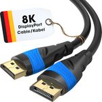 KabelDirekt – 8K DisplayPort Cable – 2m – DP Cable, Developed in Germany – Available in 0.5-10m (Display Port monitor cable for PC/Laptop and monitor at 4K@60Hz, gaming at 144Hz, Dolby Audio, black)