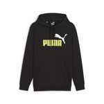 PUMA Mens Ess+ 2 Col Big Logo Hoodie Fl Sweat, Puma Black-lime Sheen, XXL EU