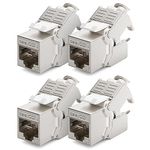 deleyCON 4x CAT 7 Keystone Jack Module Optimal for CAT7 CAT6 CAT6a Installation Cable Connector Patch Cable Network Cable STP Shielding RJ45 Socket 1000 MHz 10 Gbit/s Insulation Terminal (LSA)