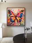 Artsense Painting for wall decoration Abstract wall painting for living- Colorful butterfly painting for home decoration with frame-Multicolor/20x20 inches/(50x50 cm)