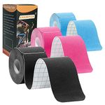 Kinesiology Tape Precut (3 Rolls,60 Precut Strips) Waterproof Sports & Athletic tape for Athletes - Physio Elastic Sports Tape Pain Relief Adhesive for Muscles Shin Splints Ankle Neck Knee & Shoulder 5m (Mixed color)