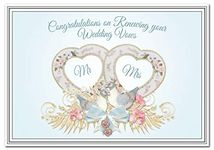 Wedding Vow Renewal Card – Congratulations on Renewing Your Marriage Vows - Extra Special Keepsake Wishes - Blank Inside to Write own Message - Quality - Mr and Mrs - Turtle Doves Theme