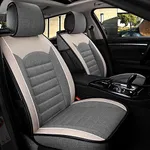 INCH EMPIRE 2 Front Car Seat Cover Breathable Sweat Proof Cloth Fabric Synthetic Fine Linen Cushion Universal Fit for Most Sedan SUV Truck Hatchback Bucket Seat (2 Front 3D Grey)