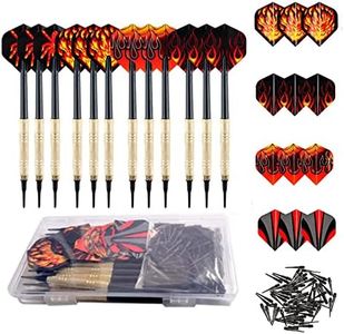 12 PCS Dardos con Punta de Plástico, Dardos Blandos, Set de Dardos Punta Blanda, Dardos Profesionales de Dardos Blandos, Dardos para Diana Electrónica con Caja Estuche (12 Dardos, 24 Alas, 100 Puntas)