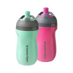 Tommee Tippee Insulated Sportee Bottle, 9oz, 12+ Months, Trainer Sippy Cup for Toddlers, Spill-Proof, Easy to Hold Handle, Pack of 2