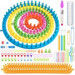 Knitter Looms Set with Tool Marker Kit,6 Size Plastic Round Long Knitting Looms Set,Scraf Hat Maker Craft Knit Loom Tools Kit,Knitting Needle and Hook for Knitting Hat,Bags,Scarf Shawl Sweater Sock