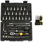 Stanley Chrome Vanadium Steel Stmt72794-8-12 1/4-Inch Square Drive Metric Socket Set (46-Pieces) With Stanley Stht62511-8 9-Way Screwdriver Set With Storage Case