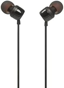 JBL Tune 110 Wired in-Ear Headphones, Black