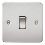 Knightsbridge FP2000BC Flat Plate 2 Way Switch, Brushed Chrome, 10AX, 1G