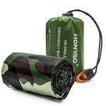 HONYAO Emergency Bivvy Bag, Survival Sleeping Bivy Bags, Rescue Blanket Portable Waterproof Shelter with Survival Whistle, Reusable for Outdoor Camping, Hiking - 1 Pack