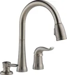 Delta Faucet Kate Pull Down Kitchen Faucet Brushed Nickel, Kitchen Faucets with Pull Down Sprayer, Kitchen Sink Faucet, Faucet for Kitchen Sink, Soap Dispenser, Stainless 16970-SSSD-DST