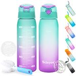 Scinyee 30oz Leakproof BPA Free Drinking Water Bottle with Time Marker & Shaker Ball to Ensure You Drink Enough Water Throughout The Day for Fitness Indoor and Outdoor Enthusiasts (Pack of 1)