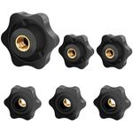 6Pcs M6 Star Clamping Nuts, Jeboler Handle Nuts Diameter 32mm Knobs Grip Nut Plastic Star Nuts, Handle Wing Nuts Thumb Bolts Thread For Machines And Furniture, Machine Tools, Fitness Equipment