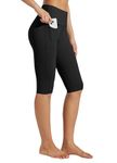 Willit Women's Knee Length Leggings Capri with Pockets High Waisted Exercise Capris Pants for Summer Yoga Workout Black XL