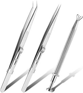 3 Pack Diamond Holder Pick up Tool Stainless Steel Tweezers Diamond Claw Tweezers Parts Beads Diamond Gems Prong Tweezer Grabber Stone Jewelry Locking Tweezers