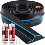 Jin&Bao Universal Garage Door Threshold Seal Strip, 20FT Bottom Weather Stripping Replacement Rubber Waterproof for Garage with 2 Pcs Sealant (Blue)