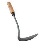 Tomerry Japanese Gardening Weeding Sickle Nejiri Kama Sharp Steel Blade and Wood Handle