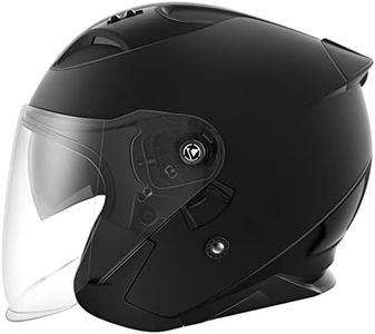 Motorcycle Open Face Helmet YEMA YM-637 DOT Approved 3/4 Half Helmet with Sun Visor for Adult Men Women - Matte Black,Large