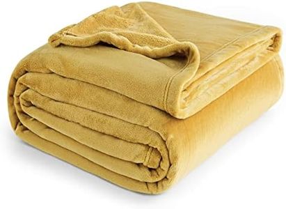 Bedsure Fleece Blanket King Size for Bed - Soft Cosy Fluffy Throw Blankets, Warm Large Throws for Audlts, Mustard, 270x230 cm